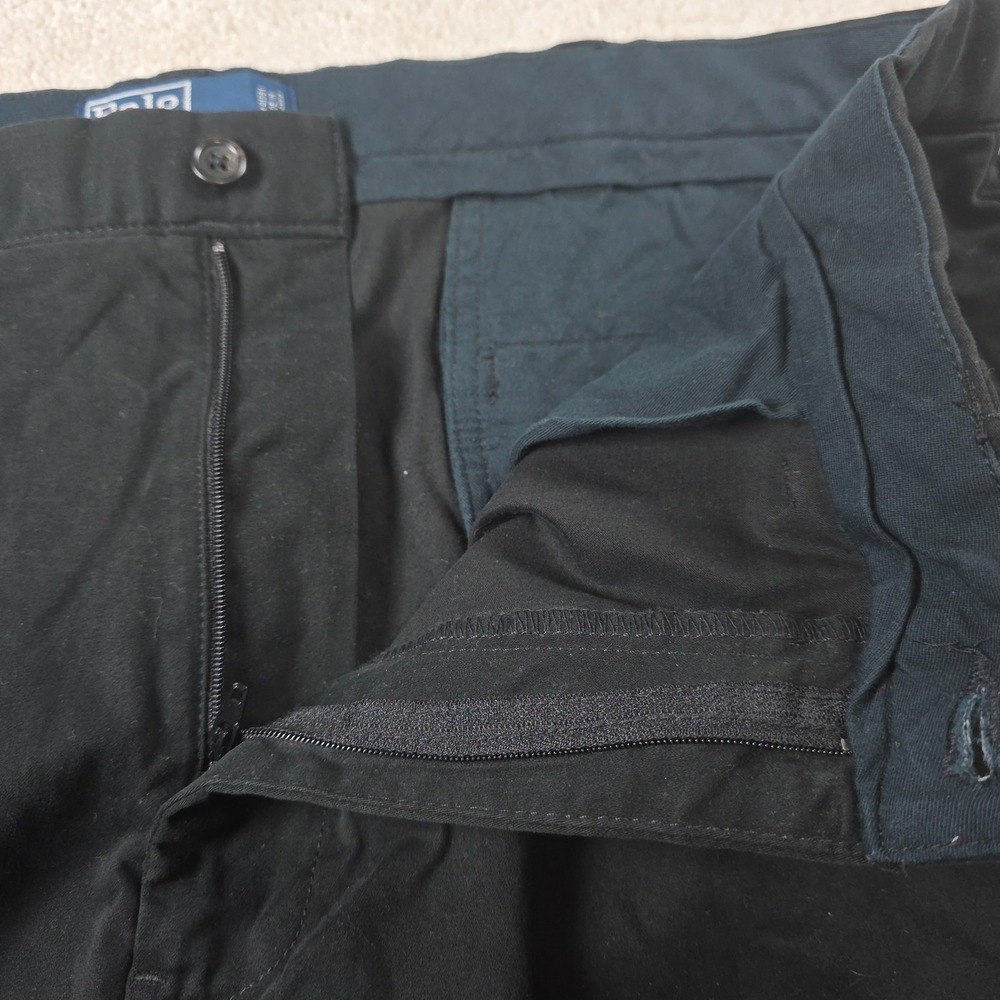 Polo Ralph Lauren Pants Mens 38/30 Black Slash Pocket‎ Wide Leg Trouser Casual - Picture 9 of 9